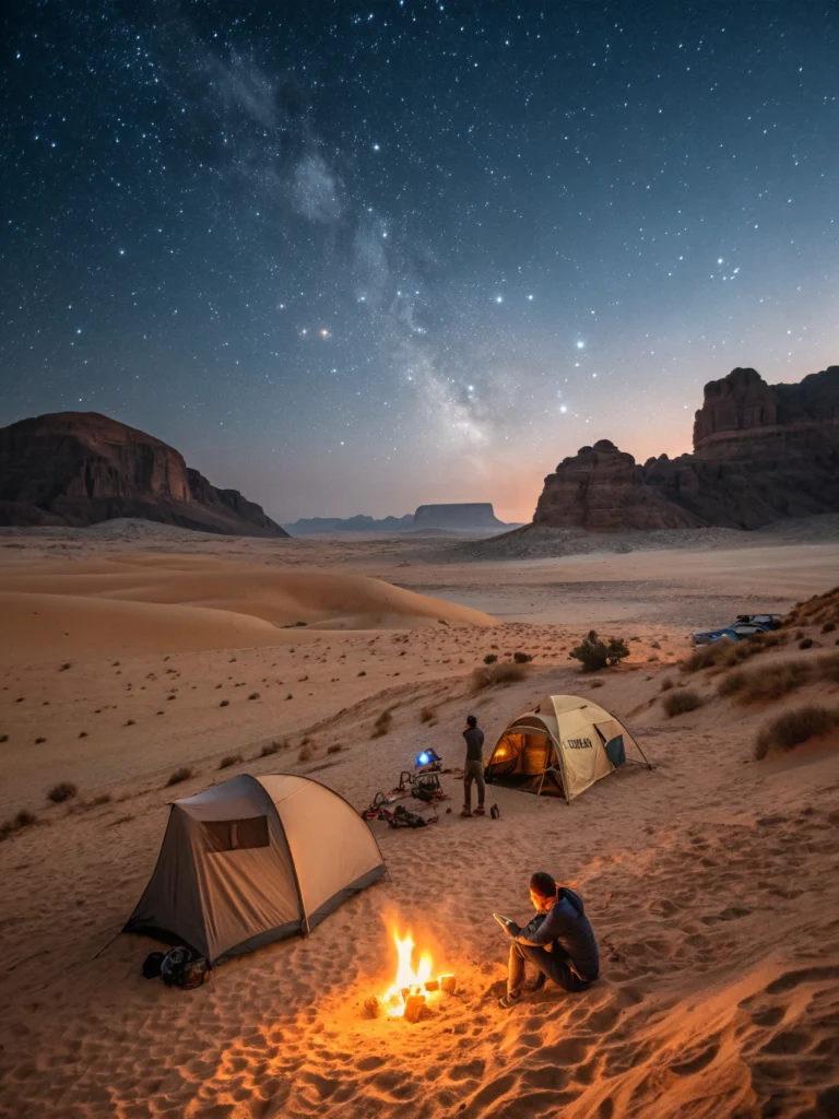 مغامرة التخييم في صحراء عمان