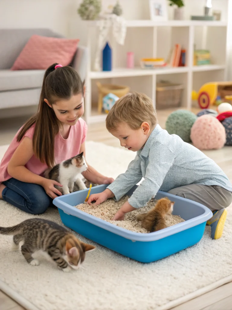 تربية القطط مع الأطفال