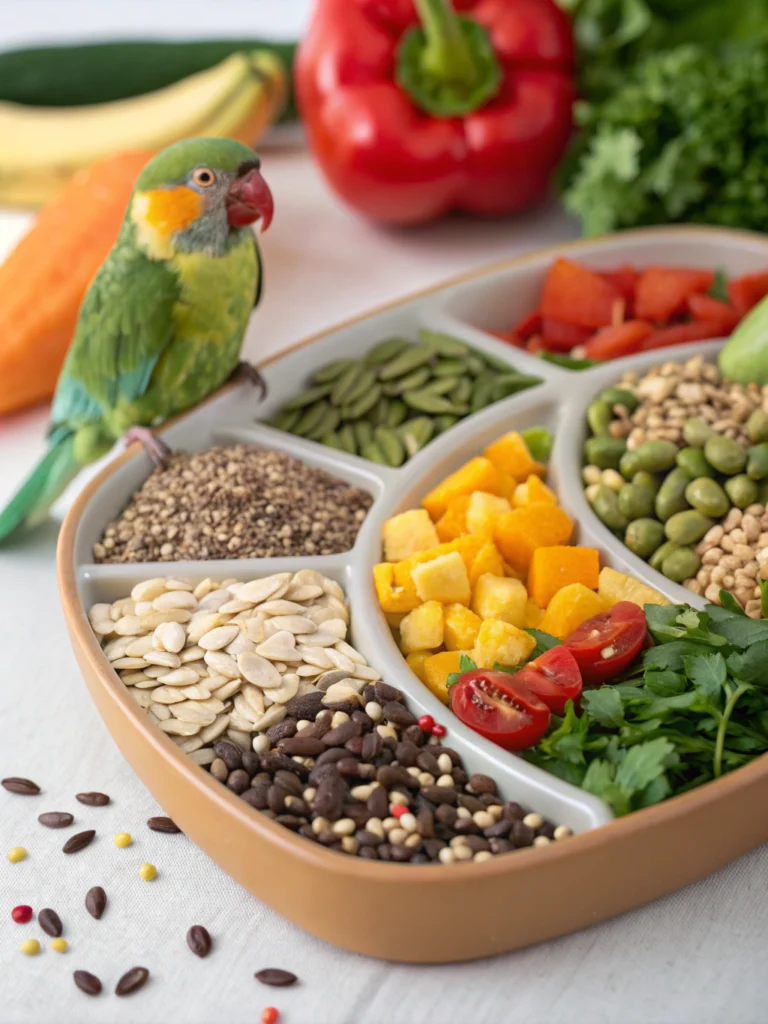 البذور والخضروات لتغذية طيور الزينة